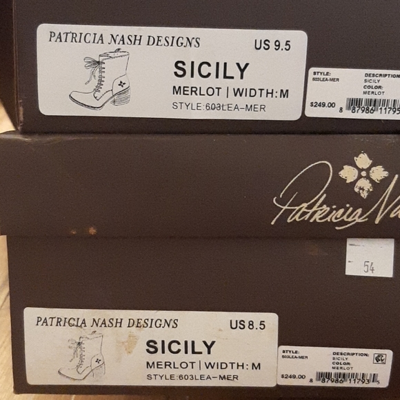 Patricia Nash Sicily Leather Heeled Boots Merlot Lace Up Zipper Size 8.5 - Picture 6 of 6